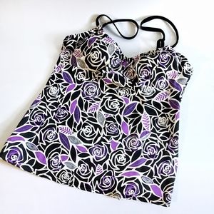 24 & Ocean Black & purple tankini top.